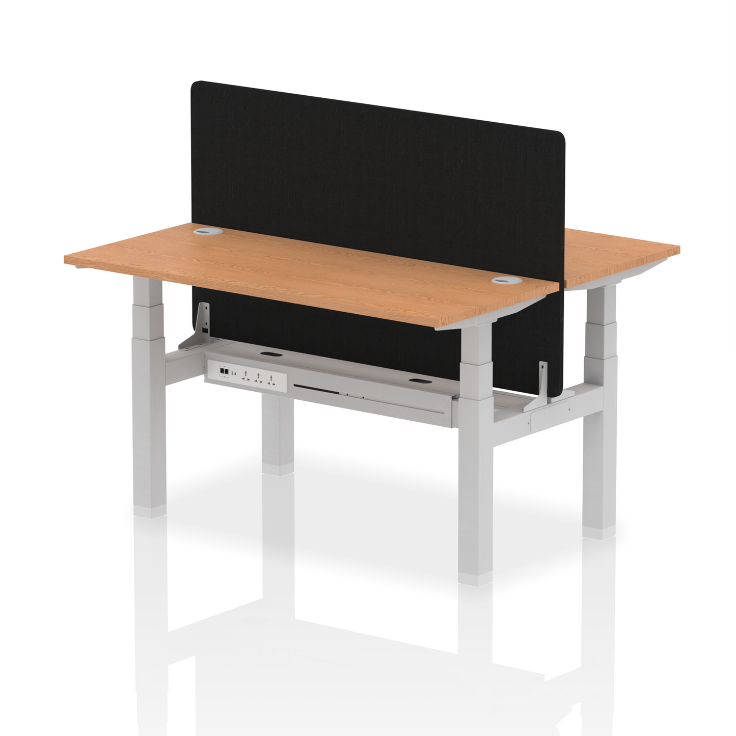 Air Back-to-Back Slimline Height Adjustable Bench Desk - 2 Person with Black Straight Screen - Ergometric