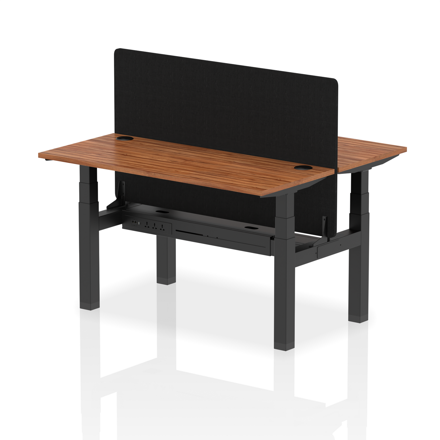 Air Back-to-Back Slimline Height Adjustable Bench Desk - 2 Person with Black Straight Screen - Ergometric