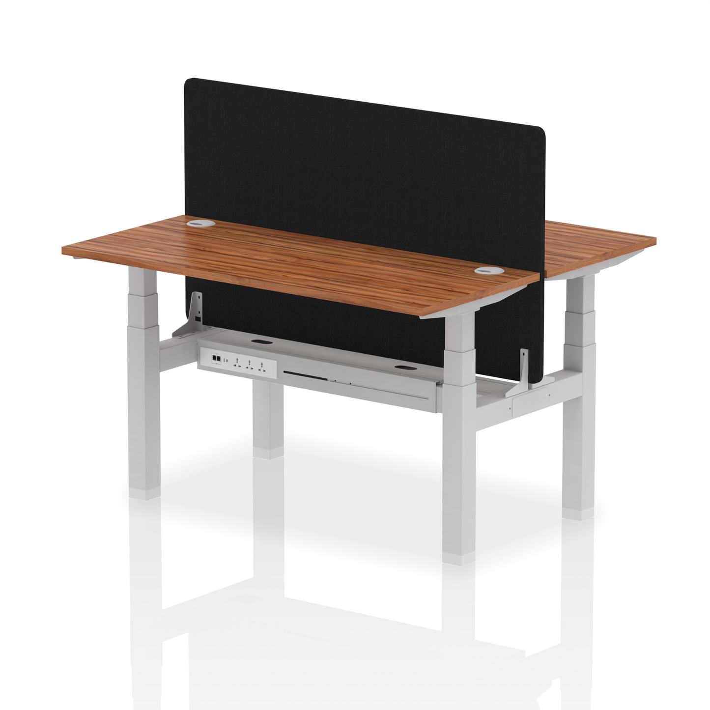 Air Back-to-Back Slimline Height Adjustable Bench Desk - 2 Person with Black Straight Screen - Ergometric