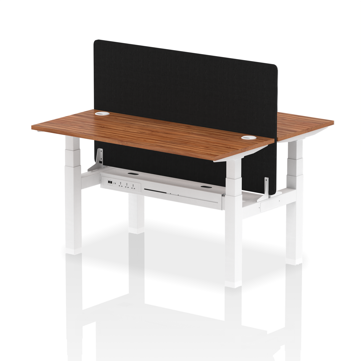 Air Back-to-Back Slimline Height Adjustable Bench Desk - 2 Person with Black Straight Screen - Ergometric