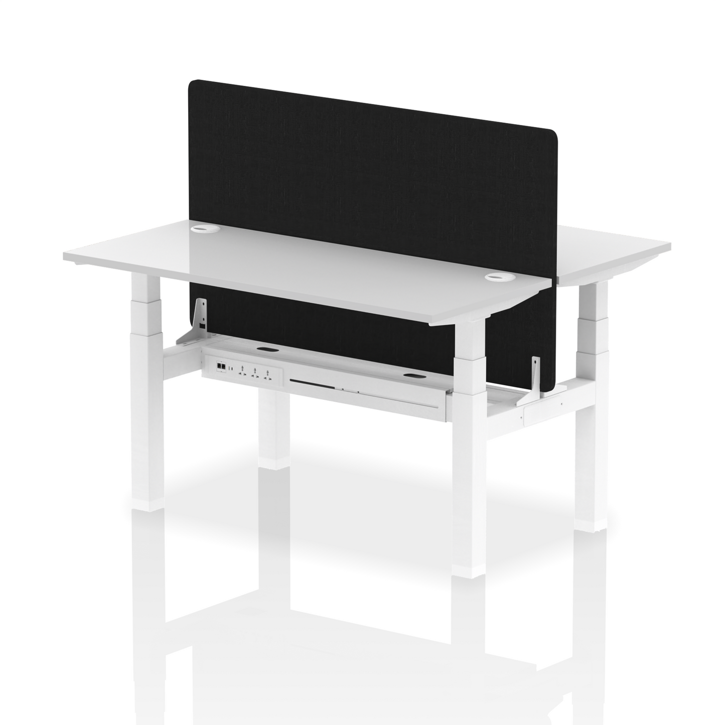 Air Back-to-Back Slimline Height Adjustable Bench Desk - 2 Person with Black Straight Screen - Ergometric