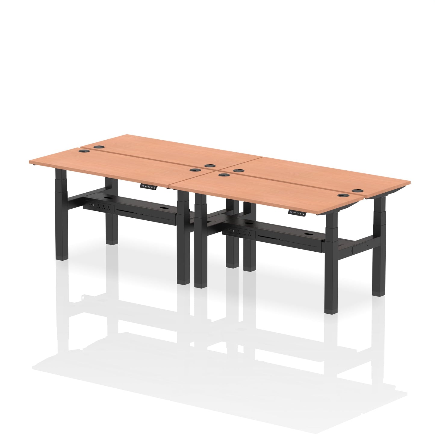 Air Back-to-Back Slimline Height Adjustable Bench Desk - 4 Person - Ergometric