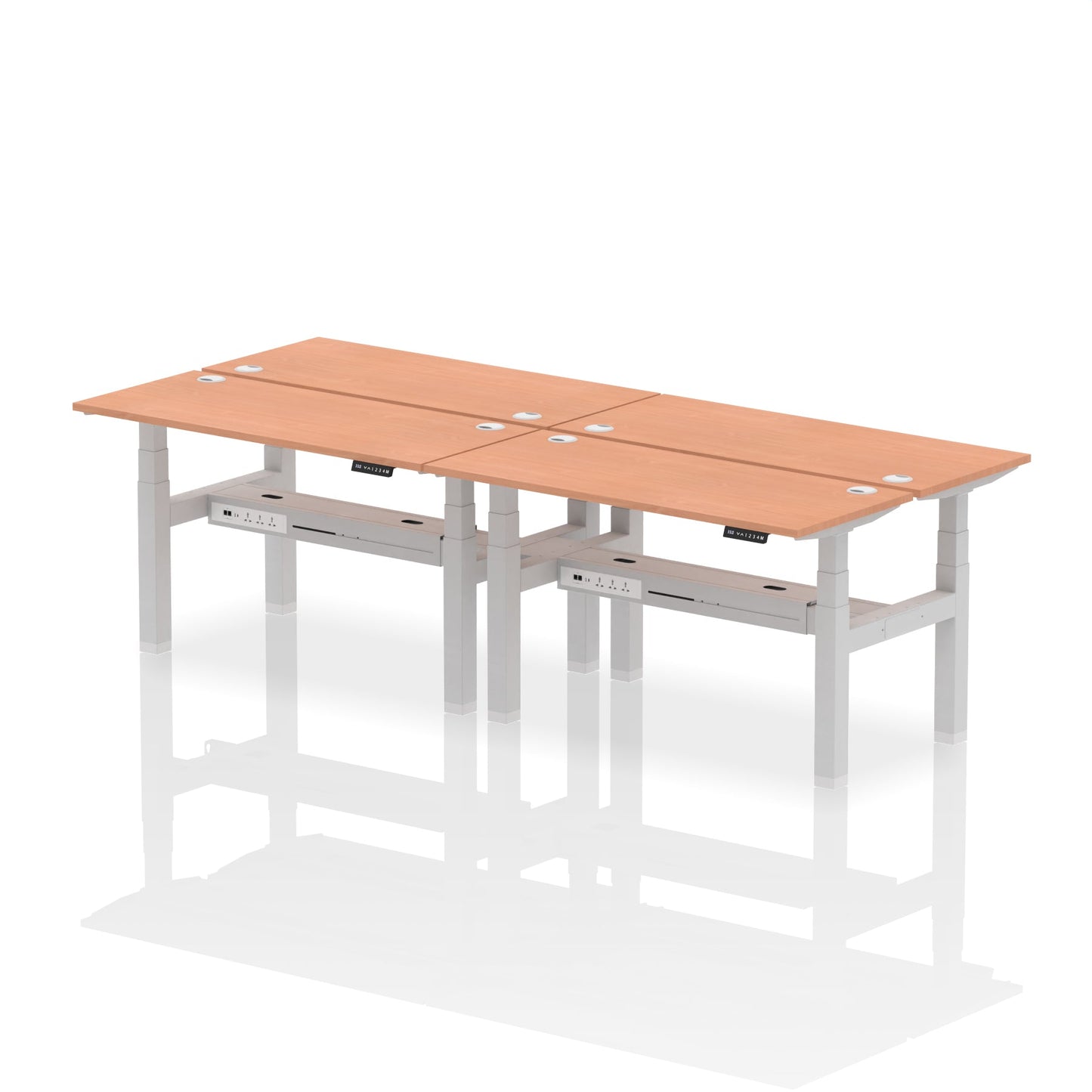 Air Back-to-Back Slimline Height Adjustable Bench Desk - 4 Person - Ergometric