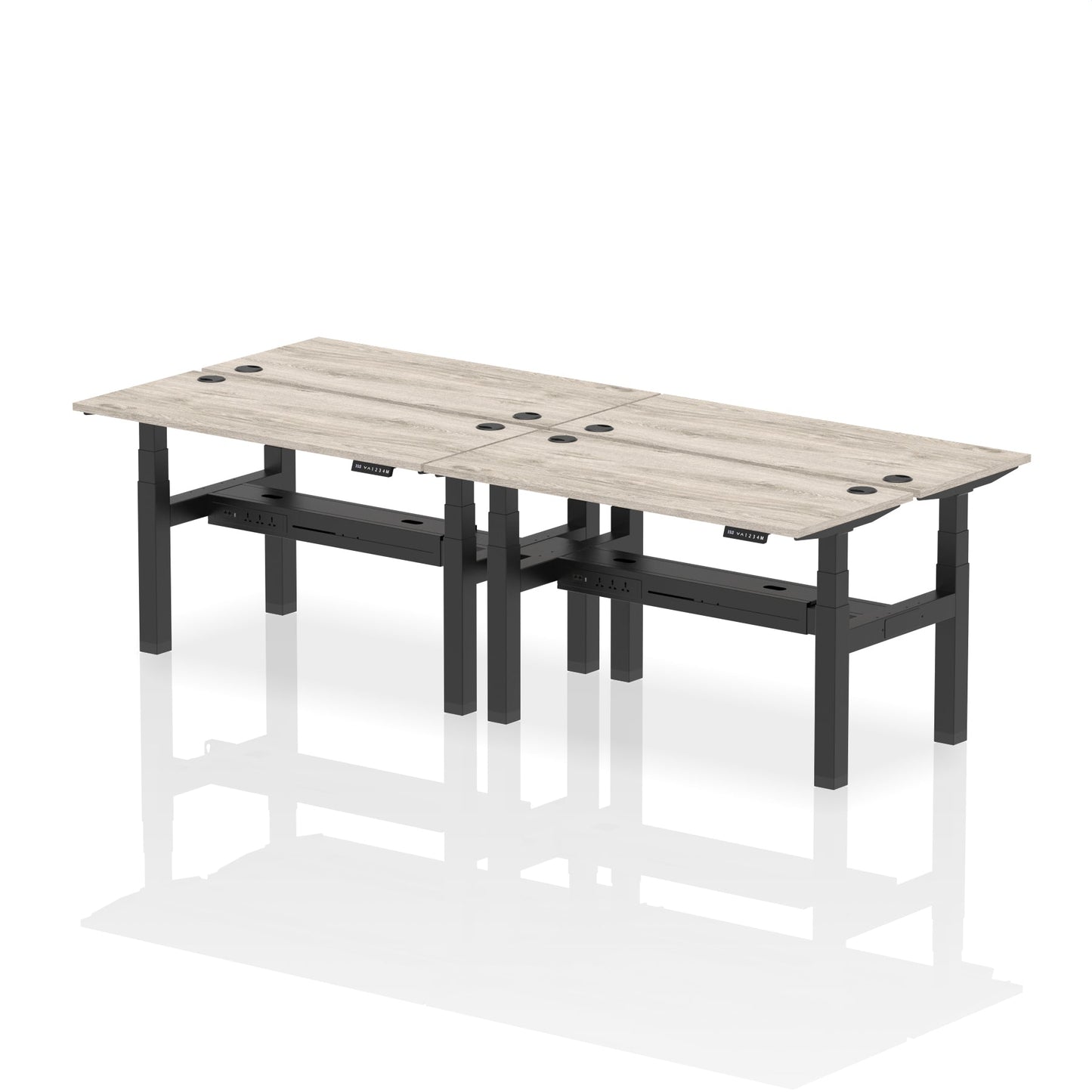 Air Back-to-Back Slimline Height Adjustable Bench Desk - 4 Person - Ergometric