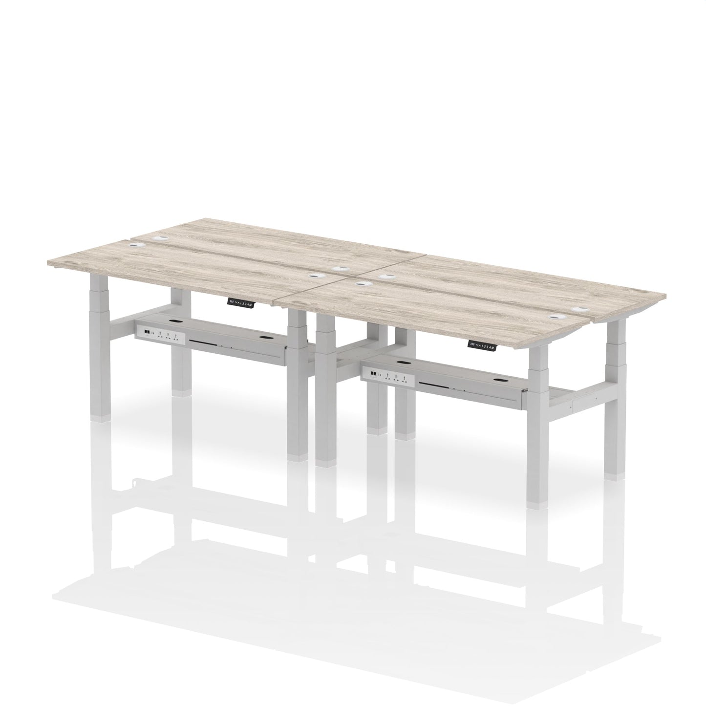 Air Back-to-Back Slimline Height Adjustable Bench Desk - 4 Person - Ergometric