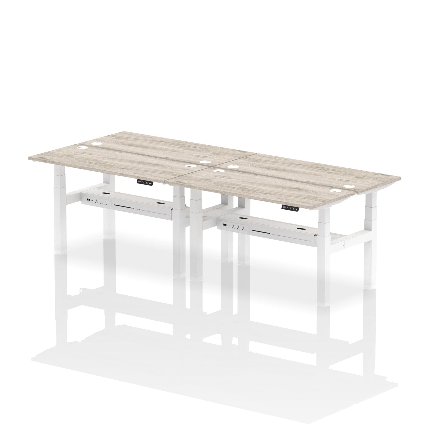 Air Back-to-Back Slimline Height Adjustable Bench Desk - 4 Person - Ergometric