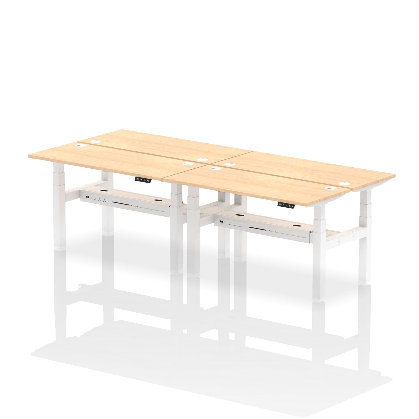 Air Back-to-Back Slimline Height Adjustable Bench Desk - 4 Person - Ergometric
