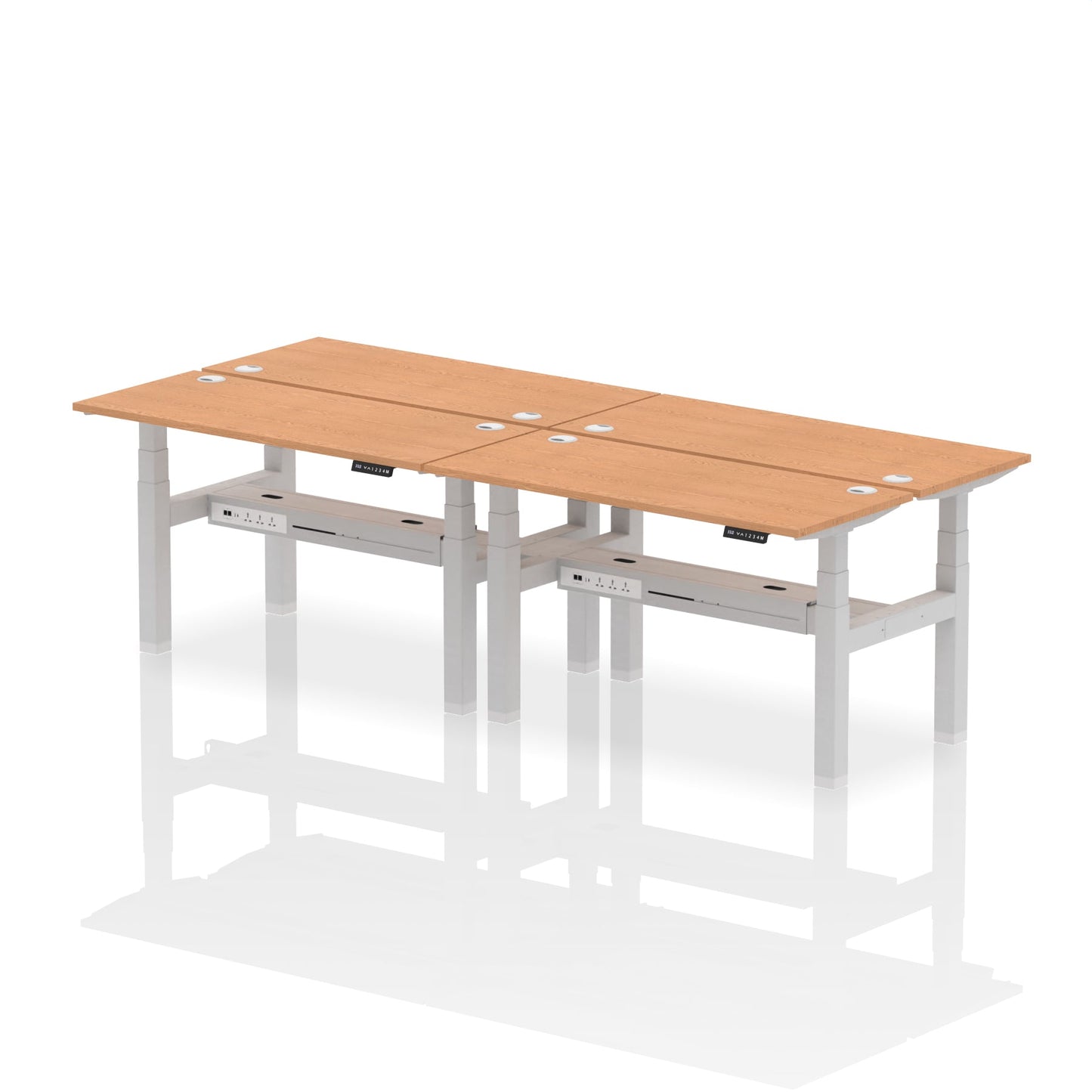 Air Back-to-Back Slimline Height Adjustable Bench Desk - 4 Person - Ergometric
