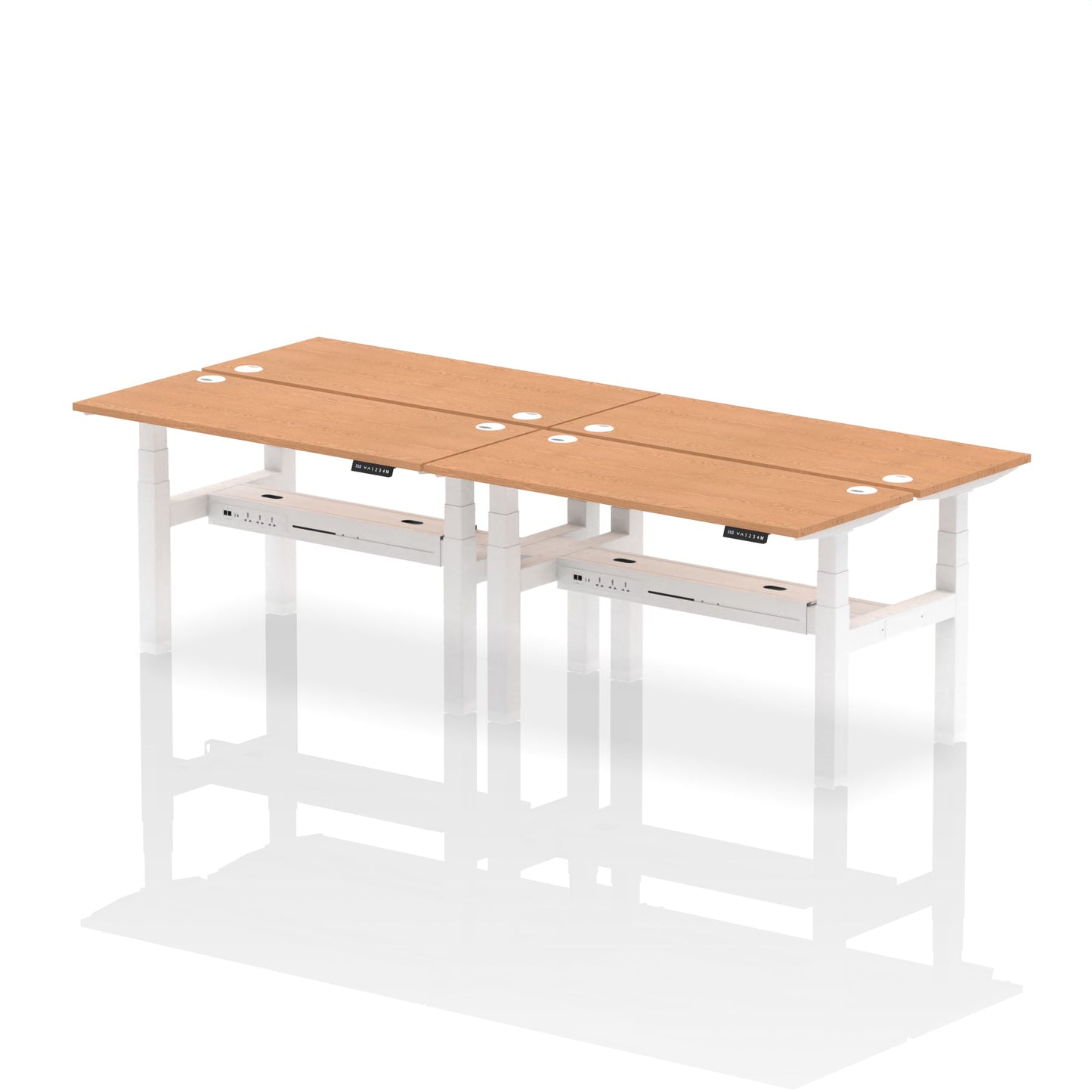 Air Back-to-Back Slimline Height Adjustable Bench Desk - 4 Person - Ergometric
