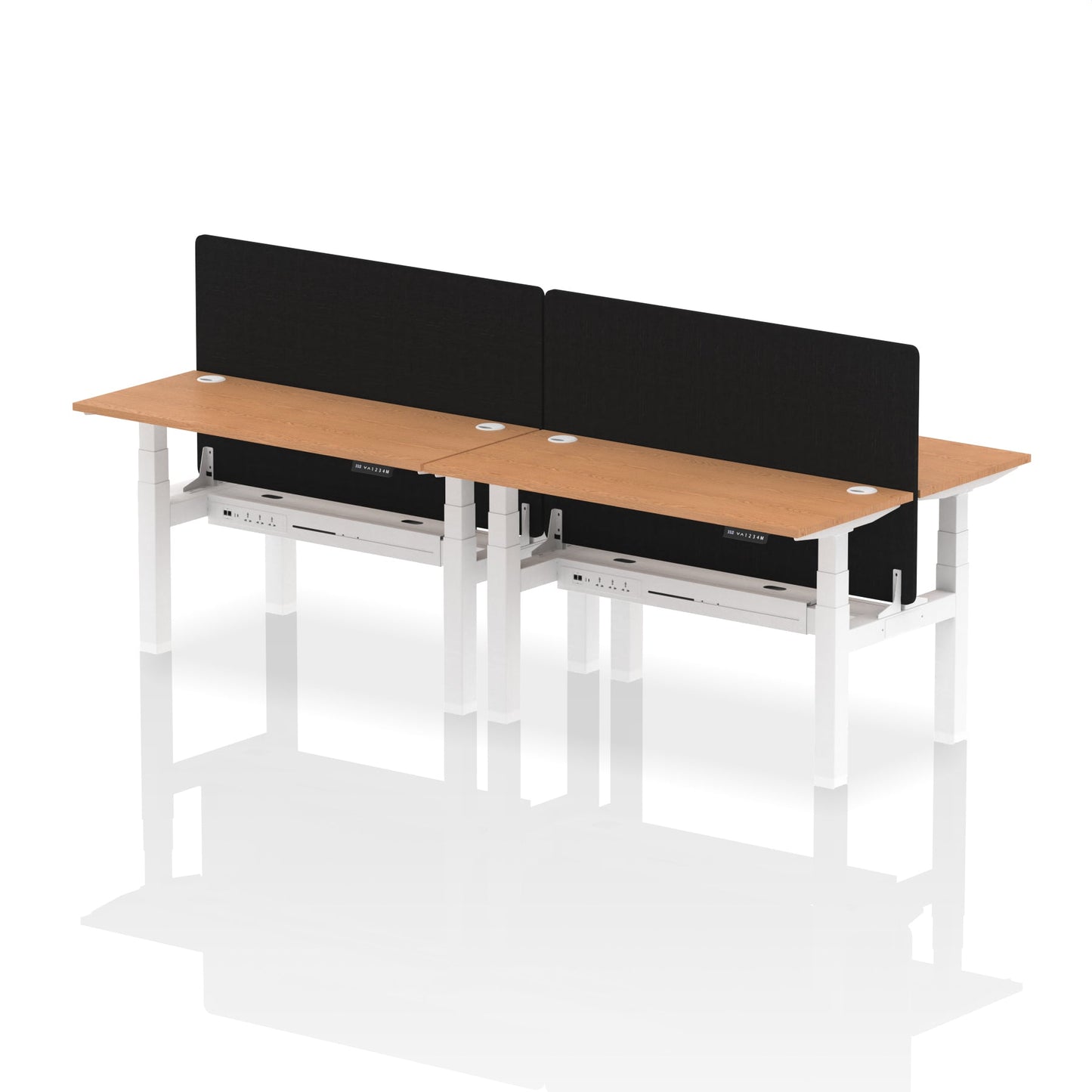 Air Back-to-Back Slimline Height Adjustable Bench Desk - 4 Person with Black Straight Screen - Ergometric