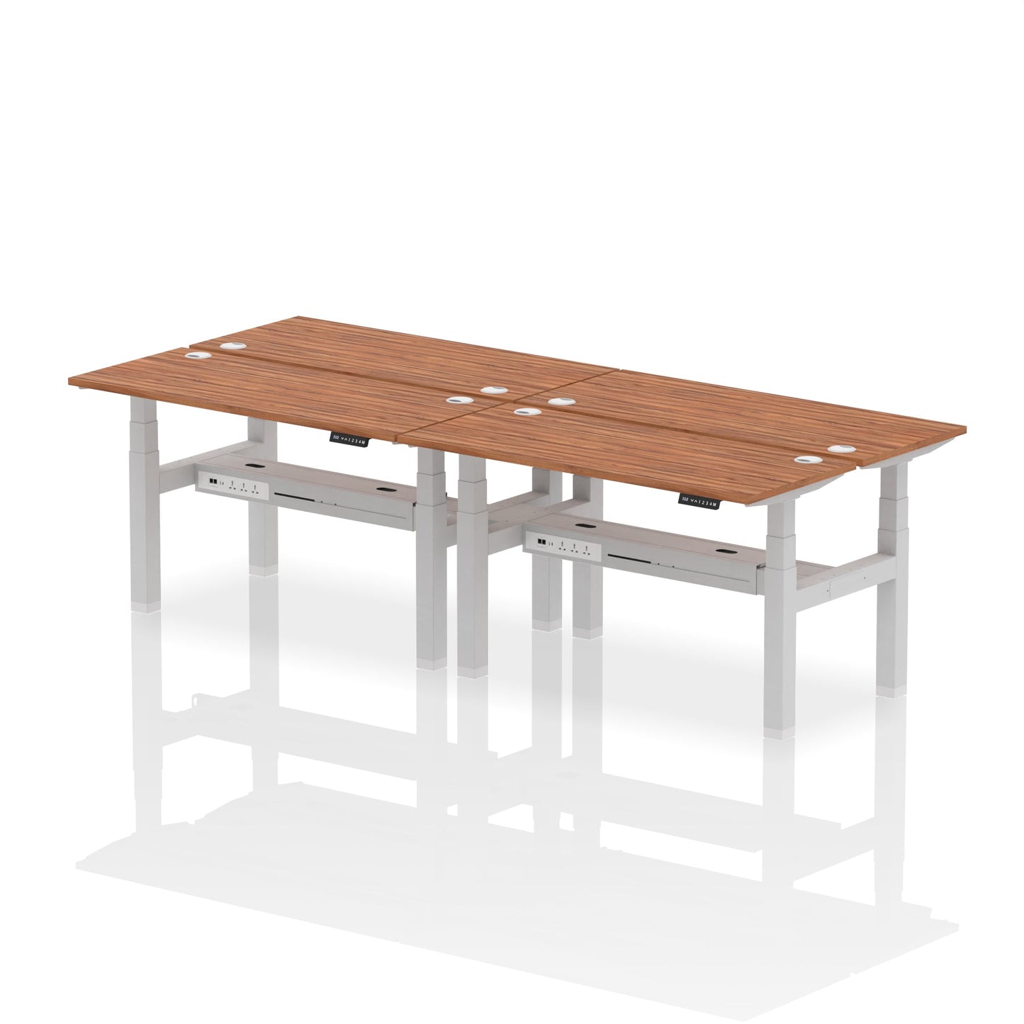 Air Back-to-Back Slimline Height Adjustable Bench Desk - 4 Person - Ergometric