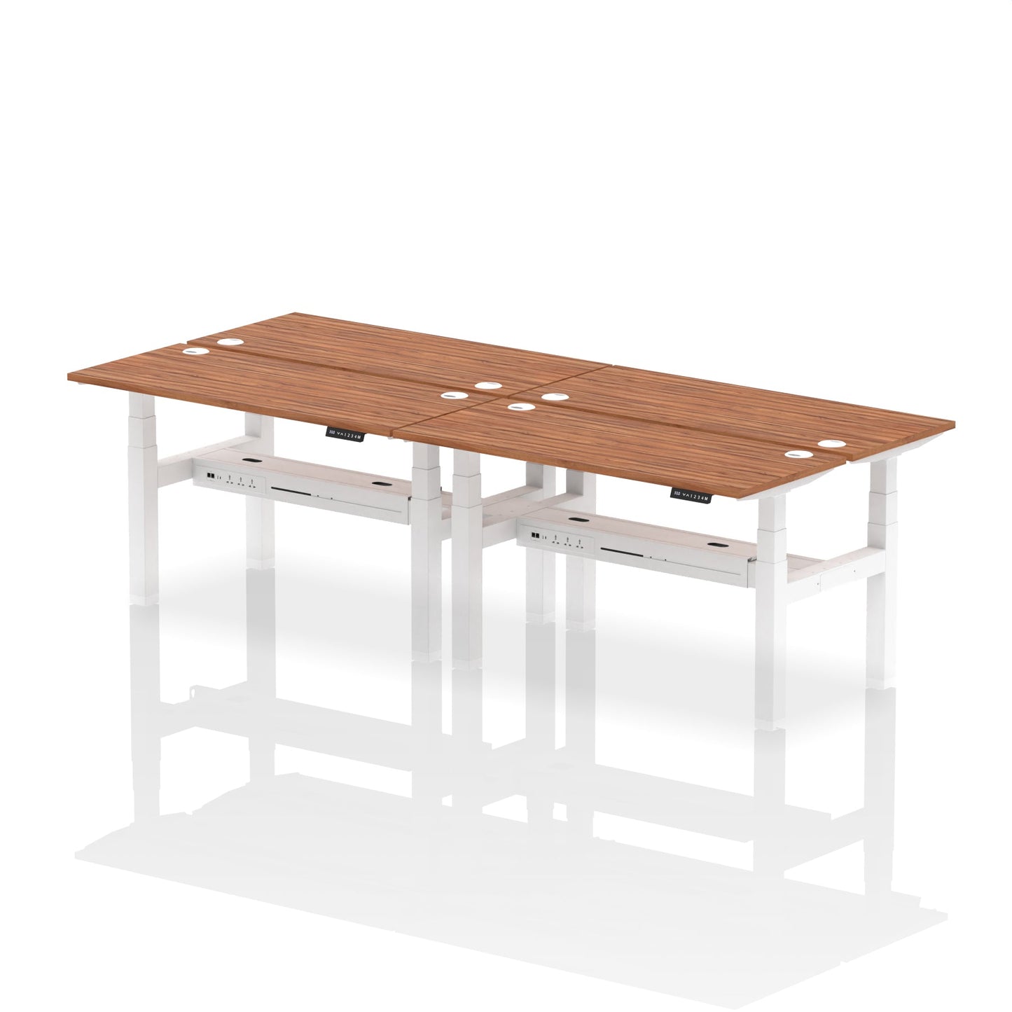 Air Back-to-Back Slimline Height Adjustable Bench Desk - 4 Person - Ergometric