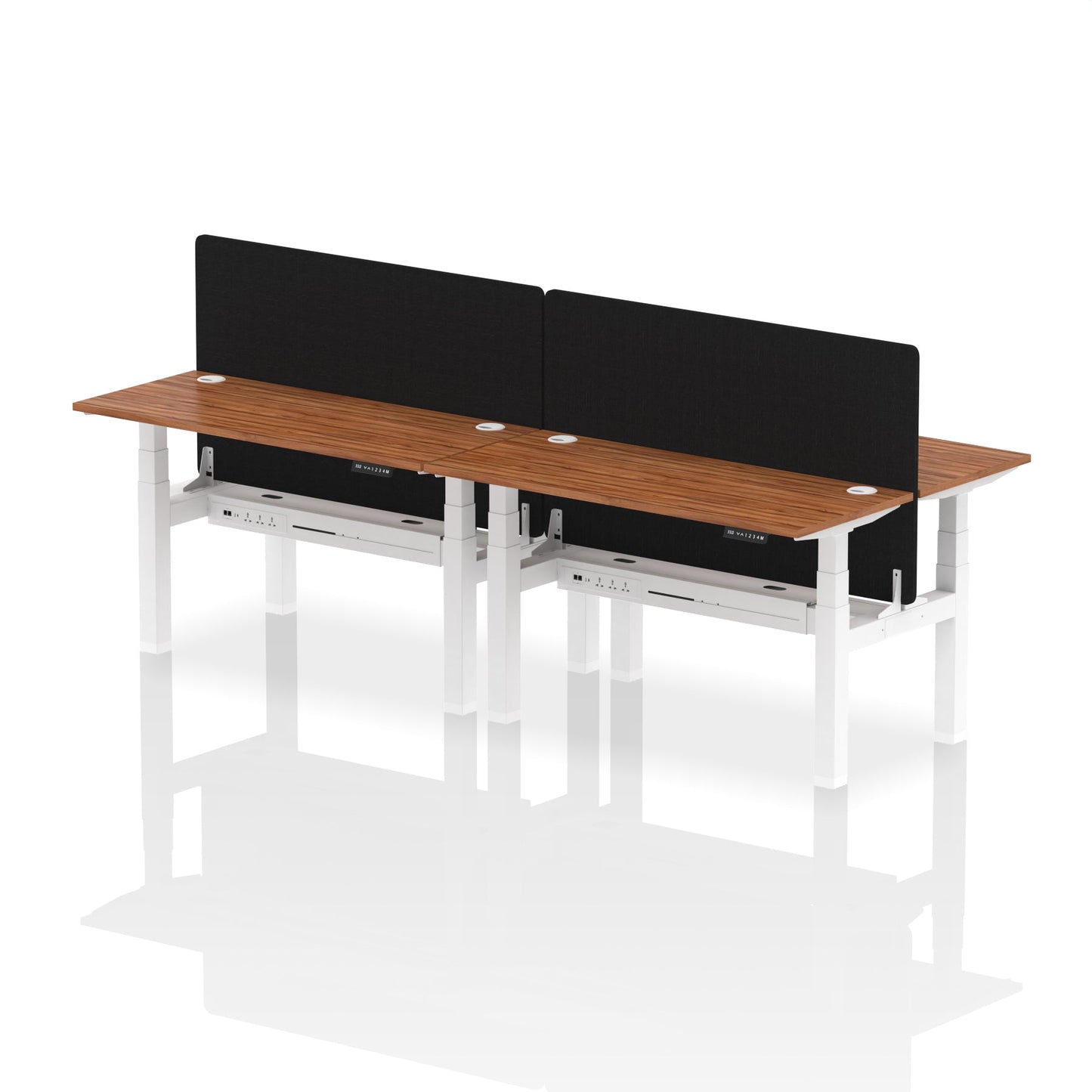 Air Back-to-Back Slimline Height Adjustable Bench Desk - 4 Person with Black Straight Screen - Ergometric