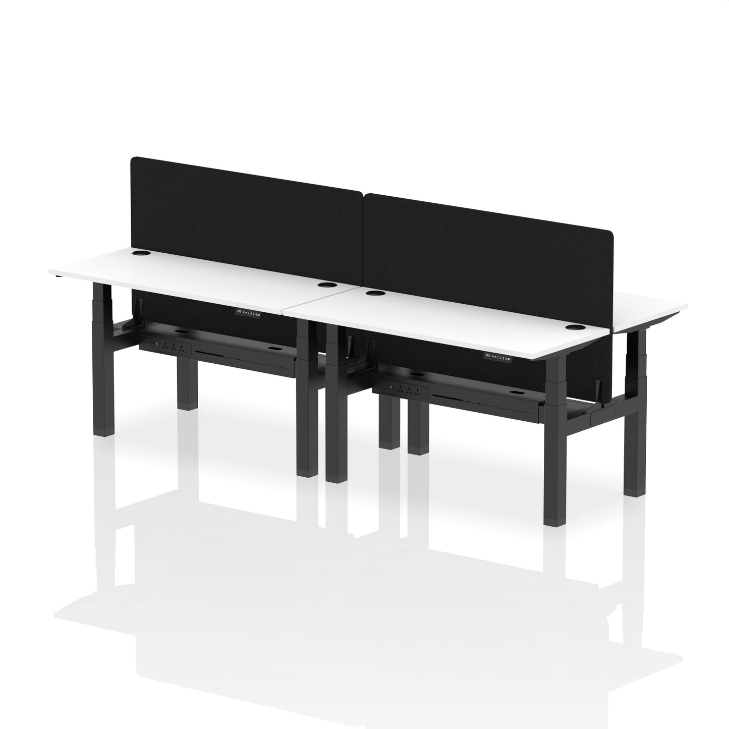 Air Back-to-Back Slimline Height Adjustable Bench Desk - 4 Person with Black Straight Screen - Ergometric
