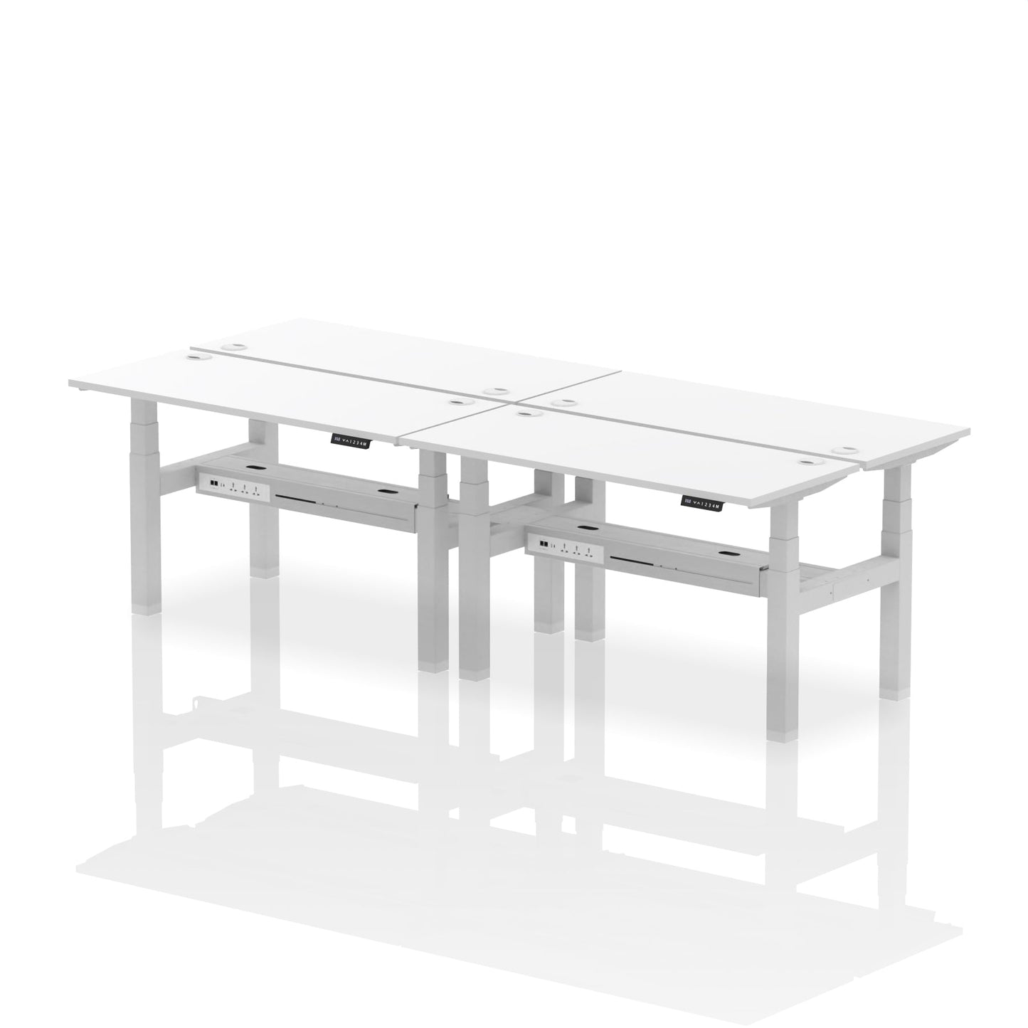 Air Back-to-Back Slimline Height Adjustable Bench Desk - 4 Person - Ergometric