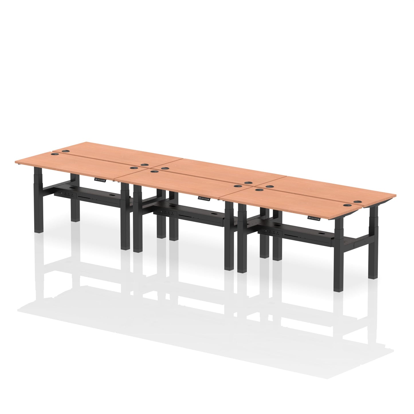 Air Back-to-Back Slimline Height Adjustable Bench Desk - 6 Person - Ergometric