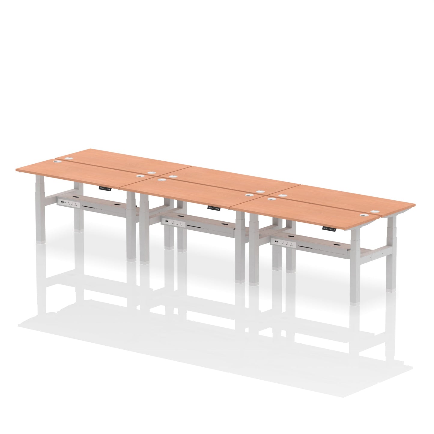 Air Back-to-Back Slimline Height Adjustable Bench Desk - 6 Person - Ergometric