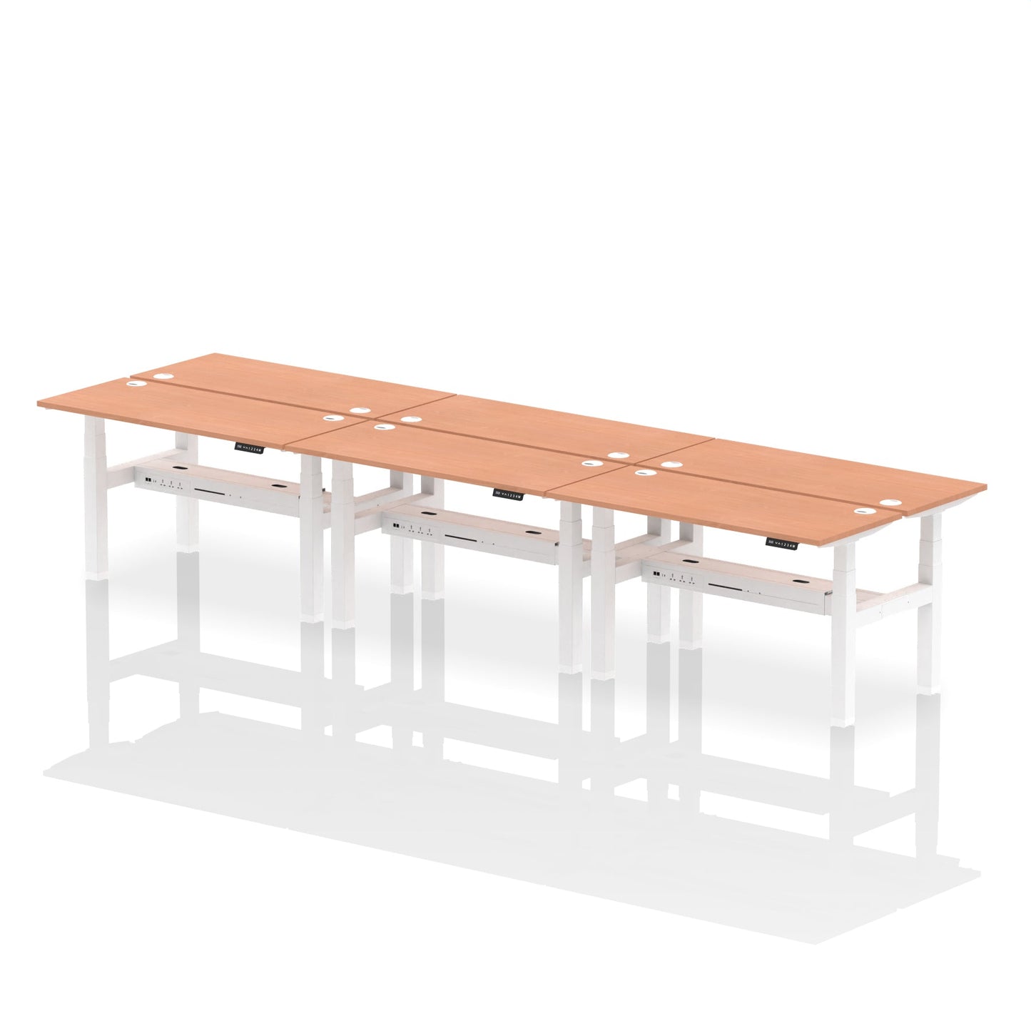 Air Back-to-Back Slimline Height Adjustable Bench Desk - 6 Person - Ergometric