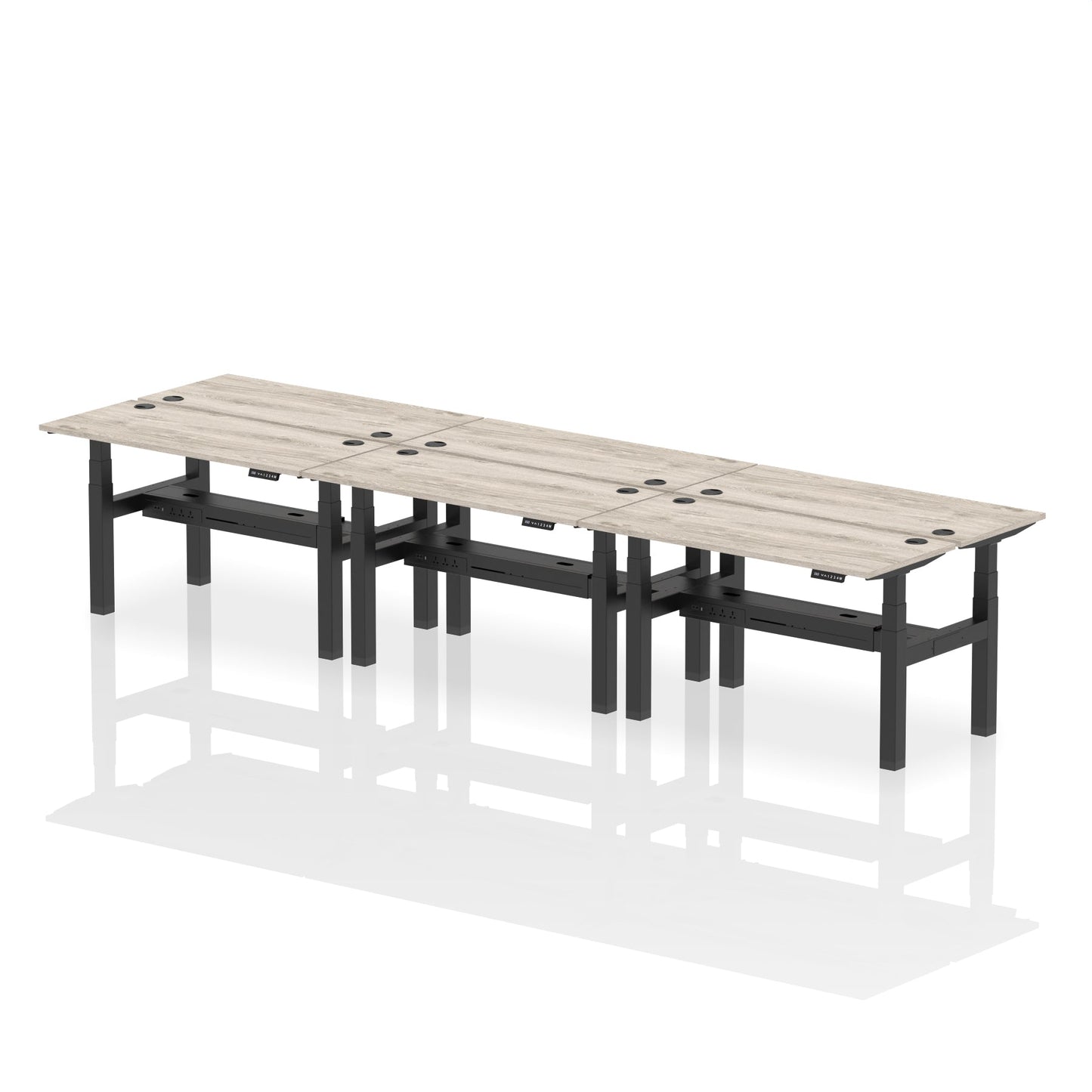 Air Back-to-Back Slimline Height Adjustable Bench Desk - 6 Person - Ergometric