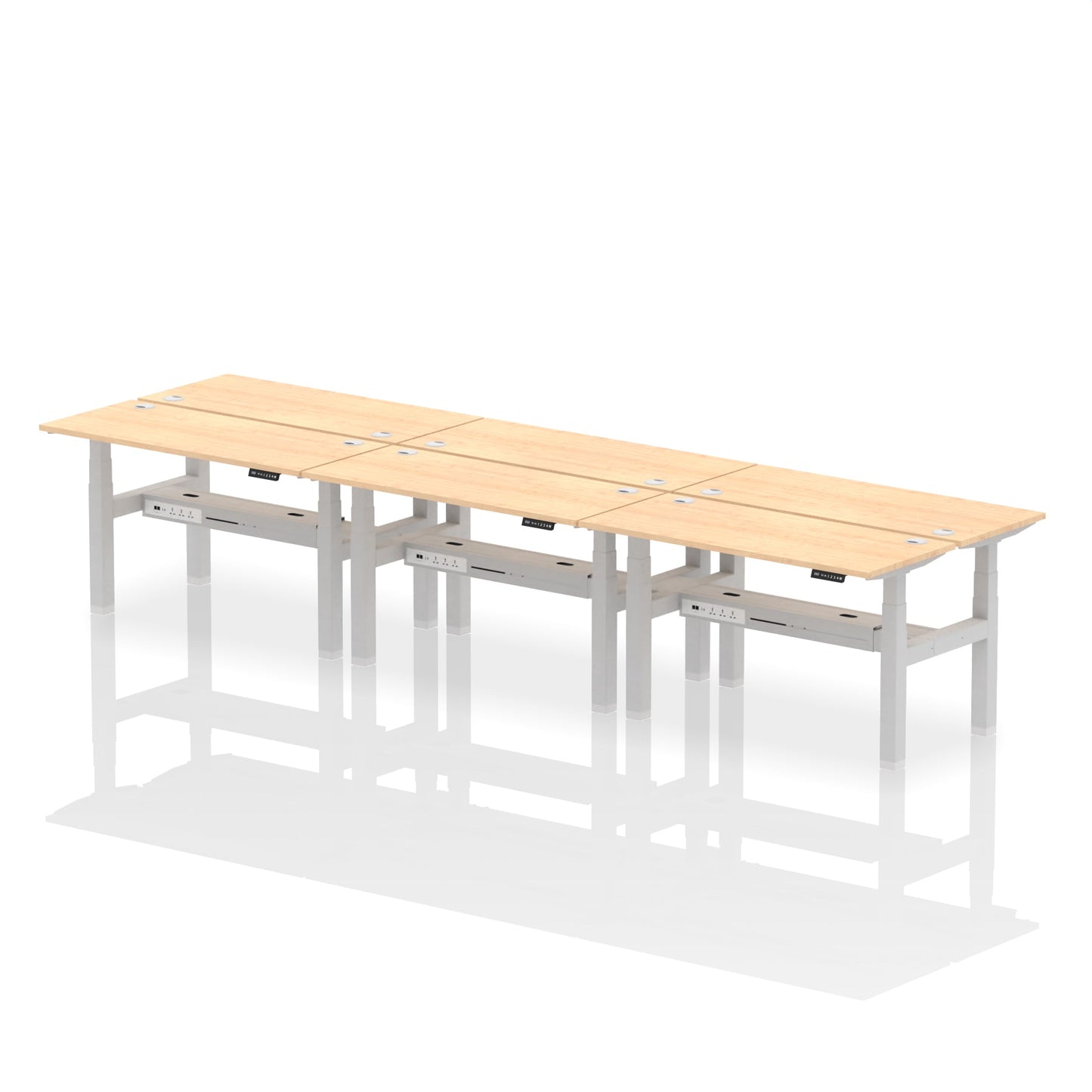 Air Back-to-Back Slimline Height Adjustable Bench Desk - 6 Person - Ergometric