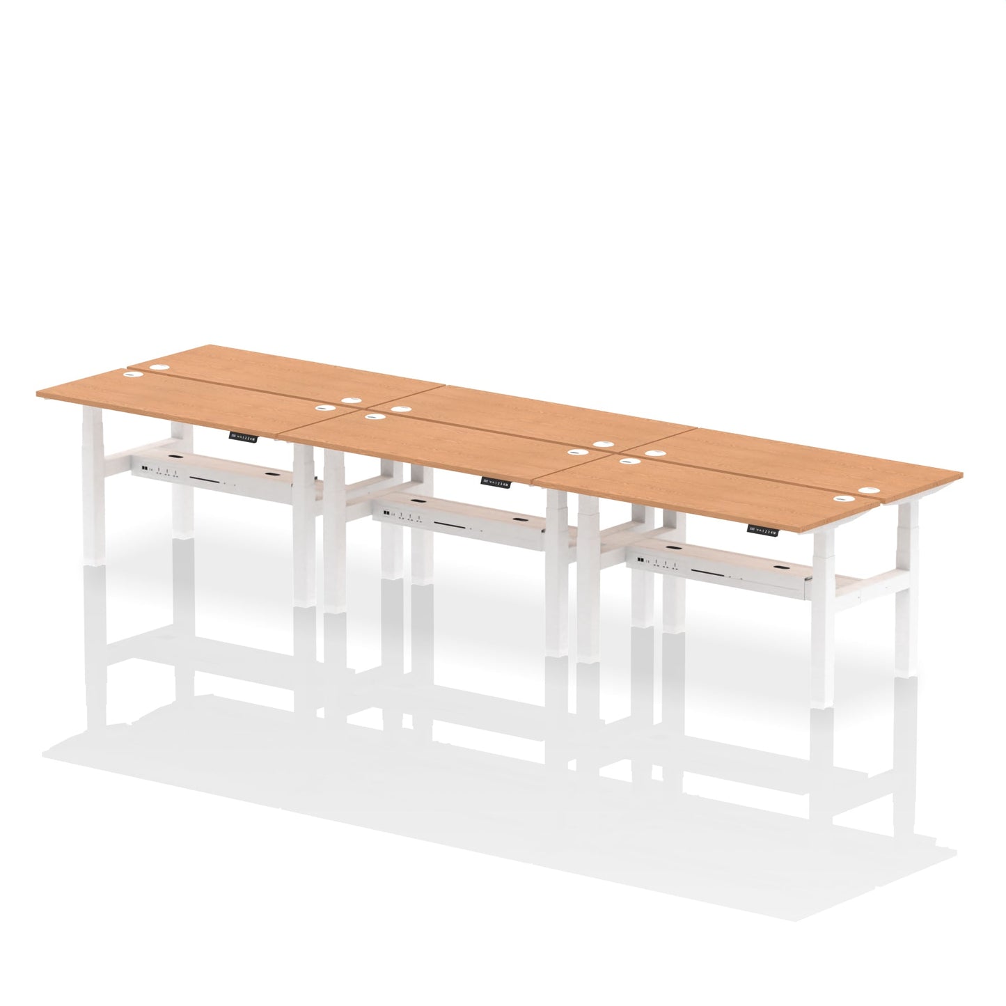 Air Back-to-Back Slimline Height Adjustable Bench Desk - 6 Person - Ergometric