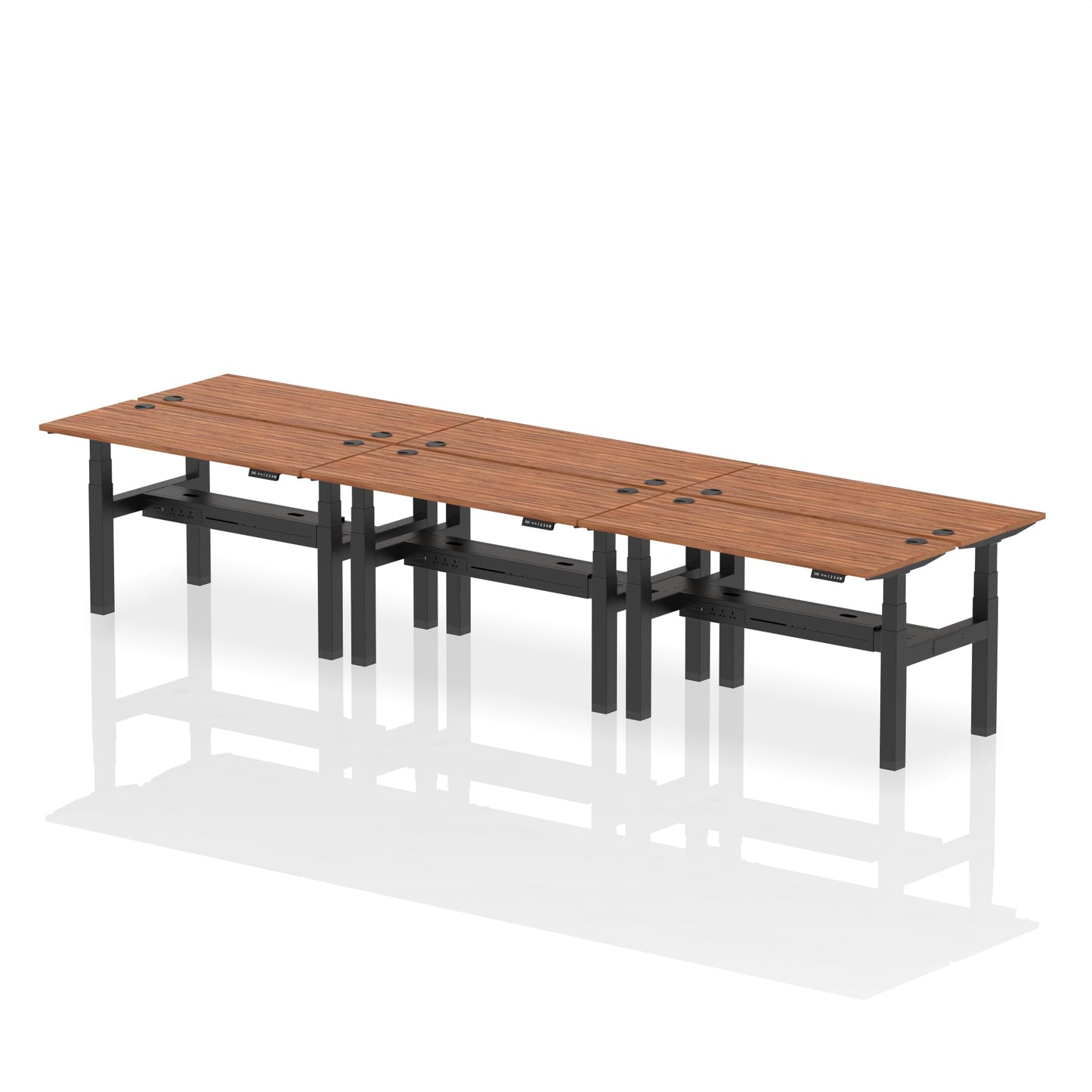 Air Back-to-Back Slimline Height Adjustable Bench Desk - 6 Person - Ergometric