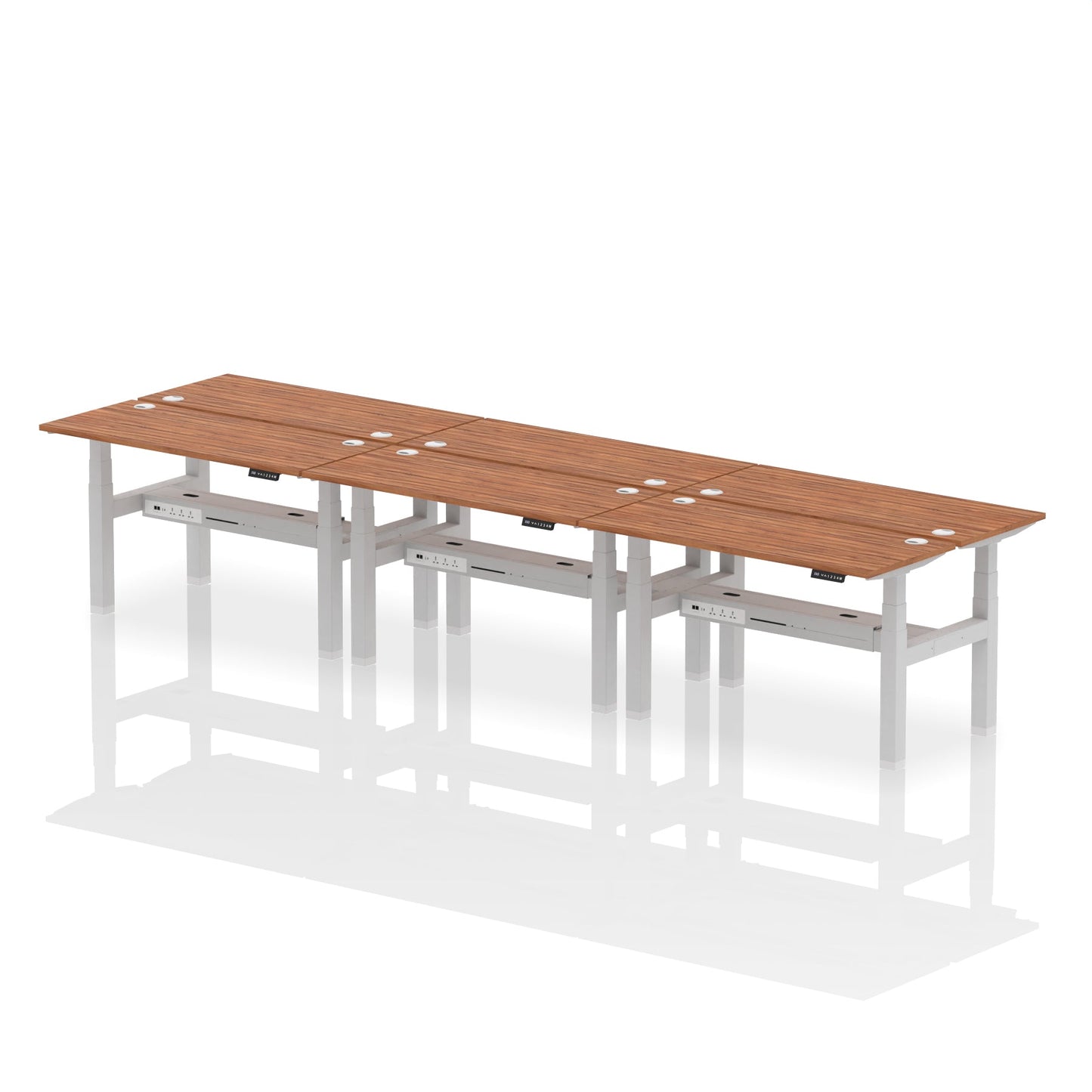 Air Back-to-Back Slimline Height Adjustable Bench Desk - 6 Person - Ergometric