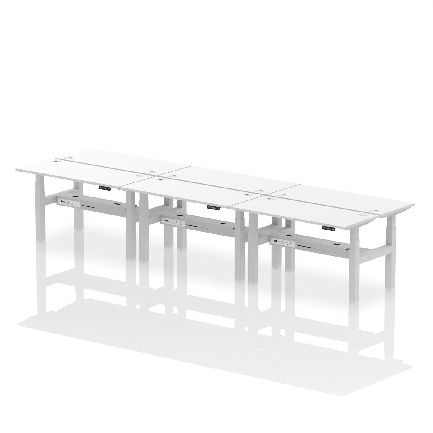Air Back-to-Back Slimline Height Adjustable Bench Desk - 6 Person - Ergometric