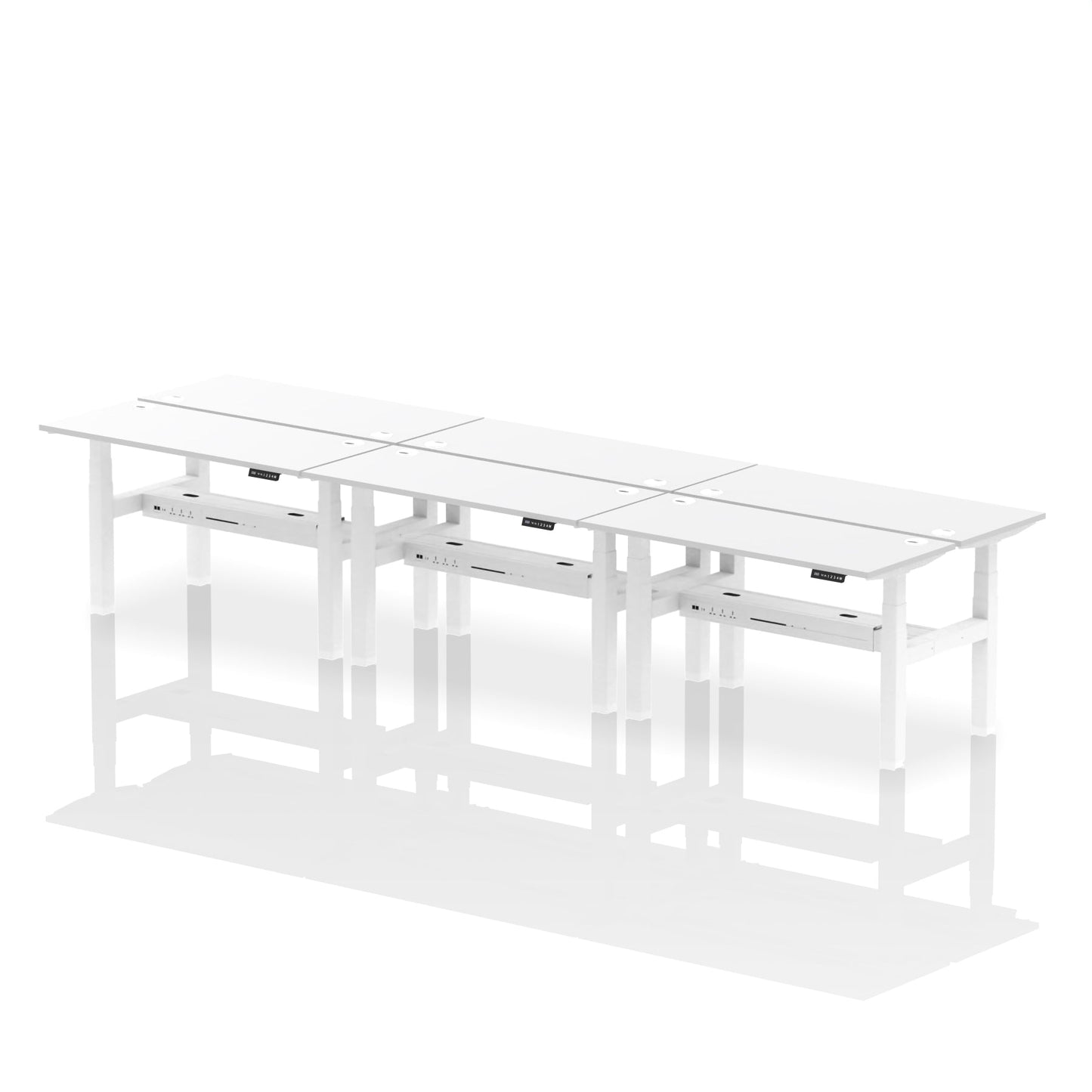 Air Back-to-Back Slimline Height Adjustable Bench Desk - 6 Person - Ergometric