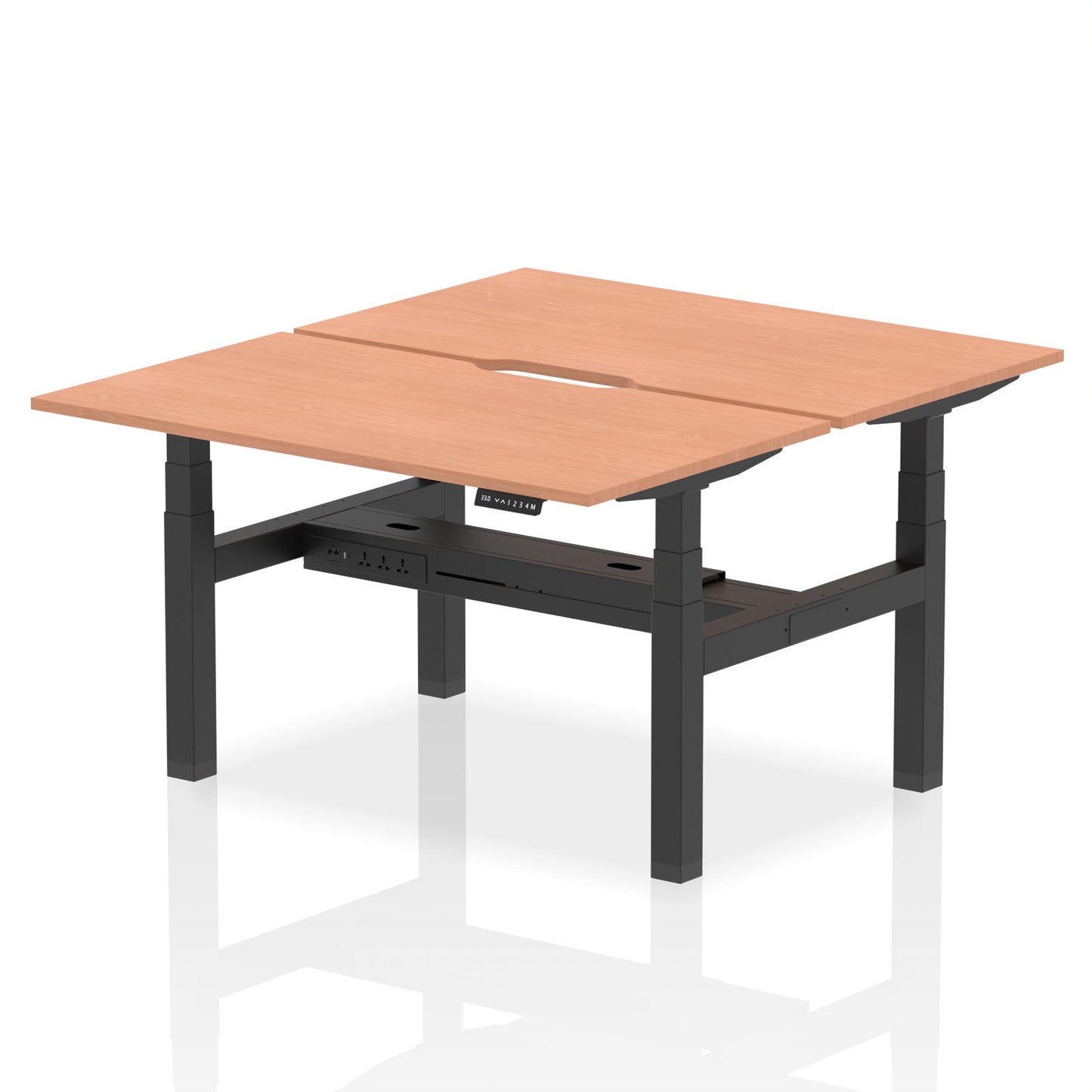 Air Back-to-Back Scalloped Edge Height Adjustable Bench Desk - 2 Person - Ergometric