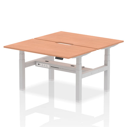 Air Back-to-Back Scalloped Edge Height Adjustable Bench Desk - 2 Person - Ergometric