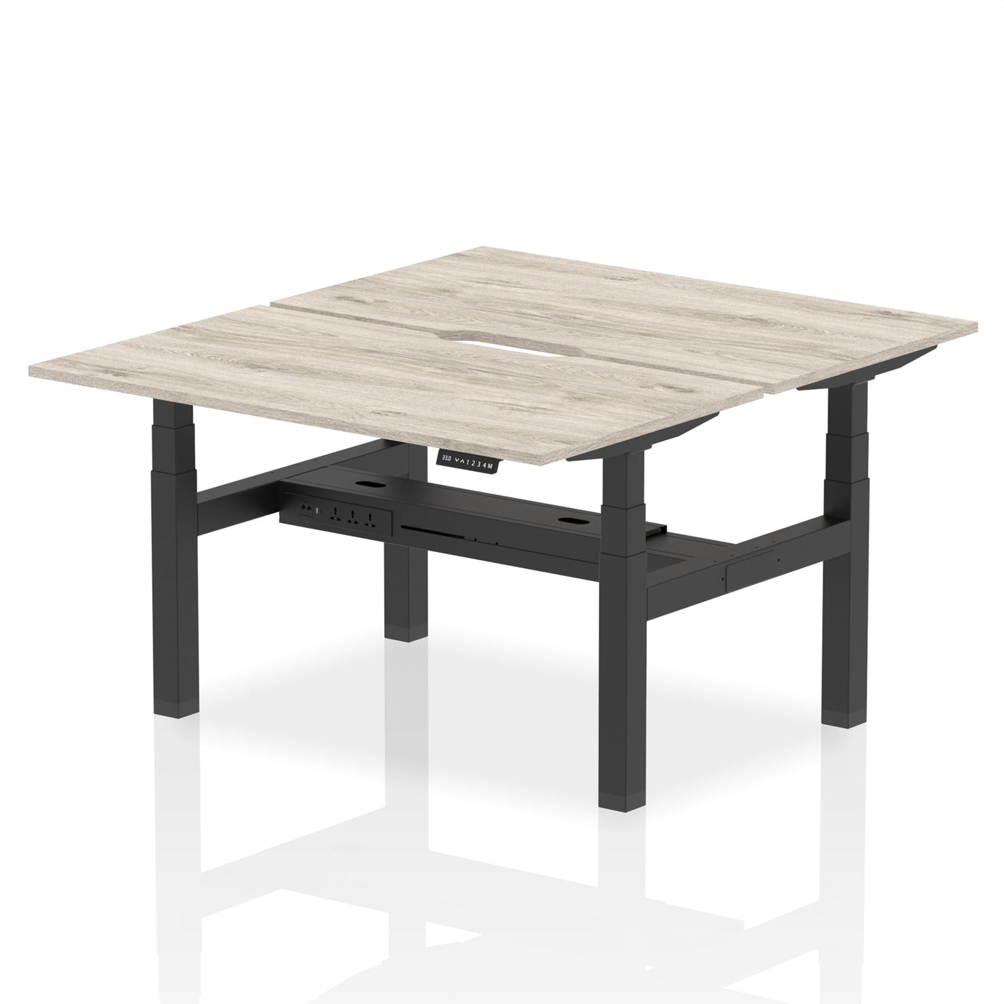 Air Back-to-Back Scalloped Edge Height Adjustable Bench Desk - 2 Person - Ergometric