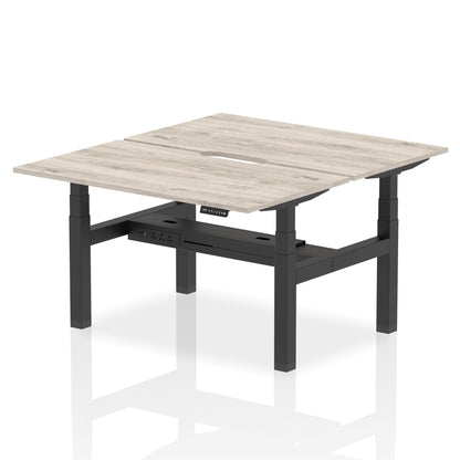 Air Back-to-Back Scalloped Edge Height Adjustable Bench Desk - 2 Person - Ergometric