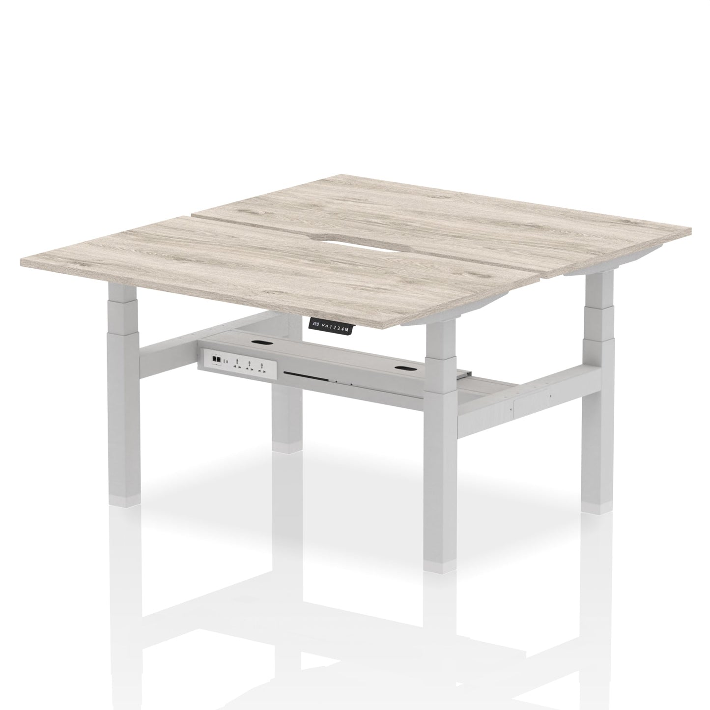 Air Back-to-Back Scalloped Edge Height Adjustable Bench Desk - 2 Person - Ergometric