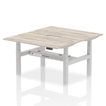 Air Back-to-Back Scalloped Edge Height Adjustable Bench Desk - 2 Person - Ergometric