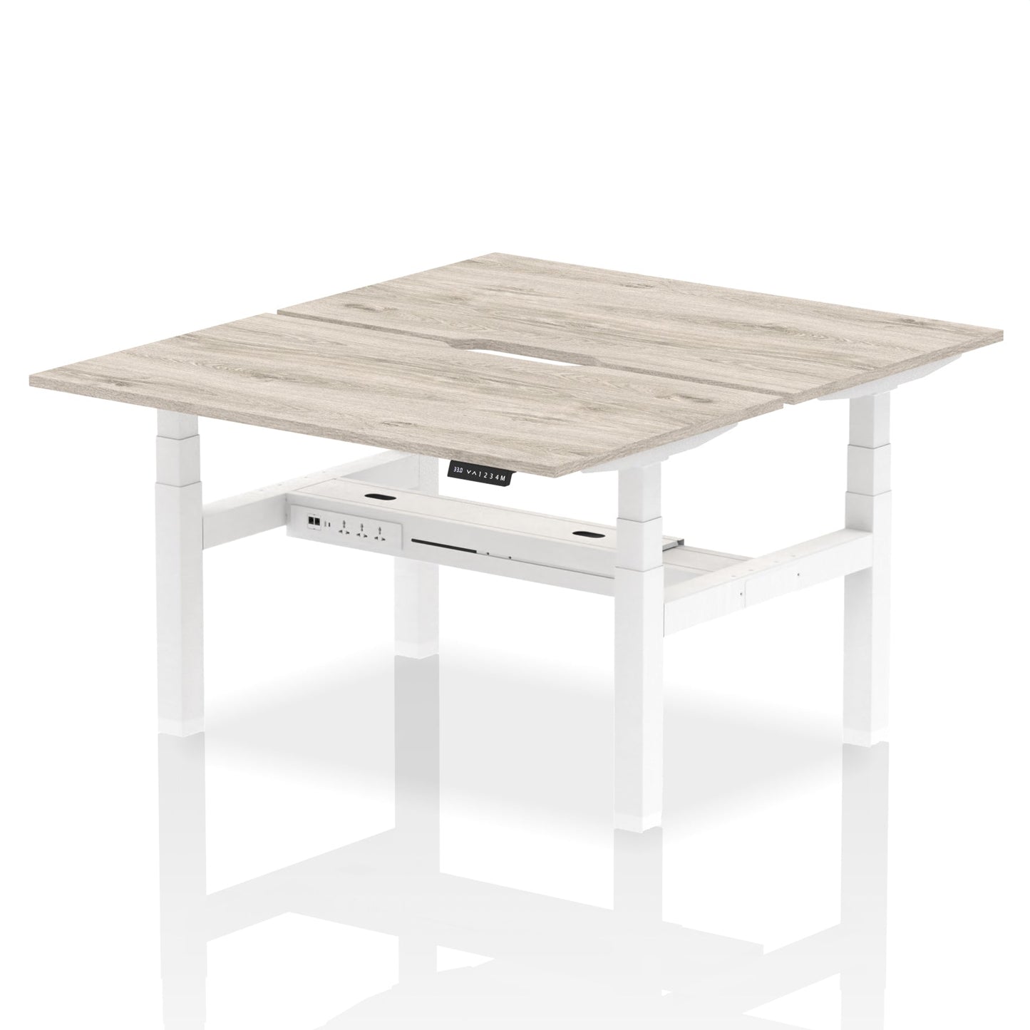 Air Back-to-Back Scalloped Edge Height Adjustable Bench Desk - 2 Person - Ergometric