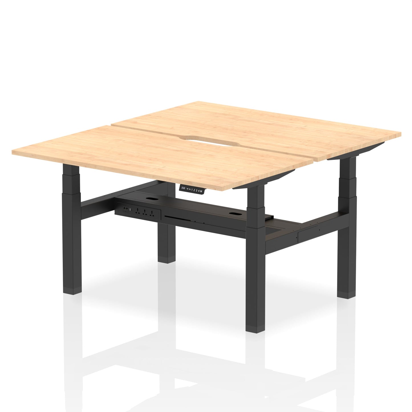 Air Back-to-Back Scalloped Edge Height Adjustable Bench Desk - 2 Person - Ergometric