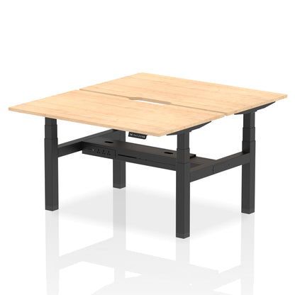 Air Back-to-Back Scalloped Edge Height Adjustable Bench Desk - 2 Person - Ergometric