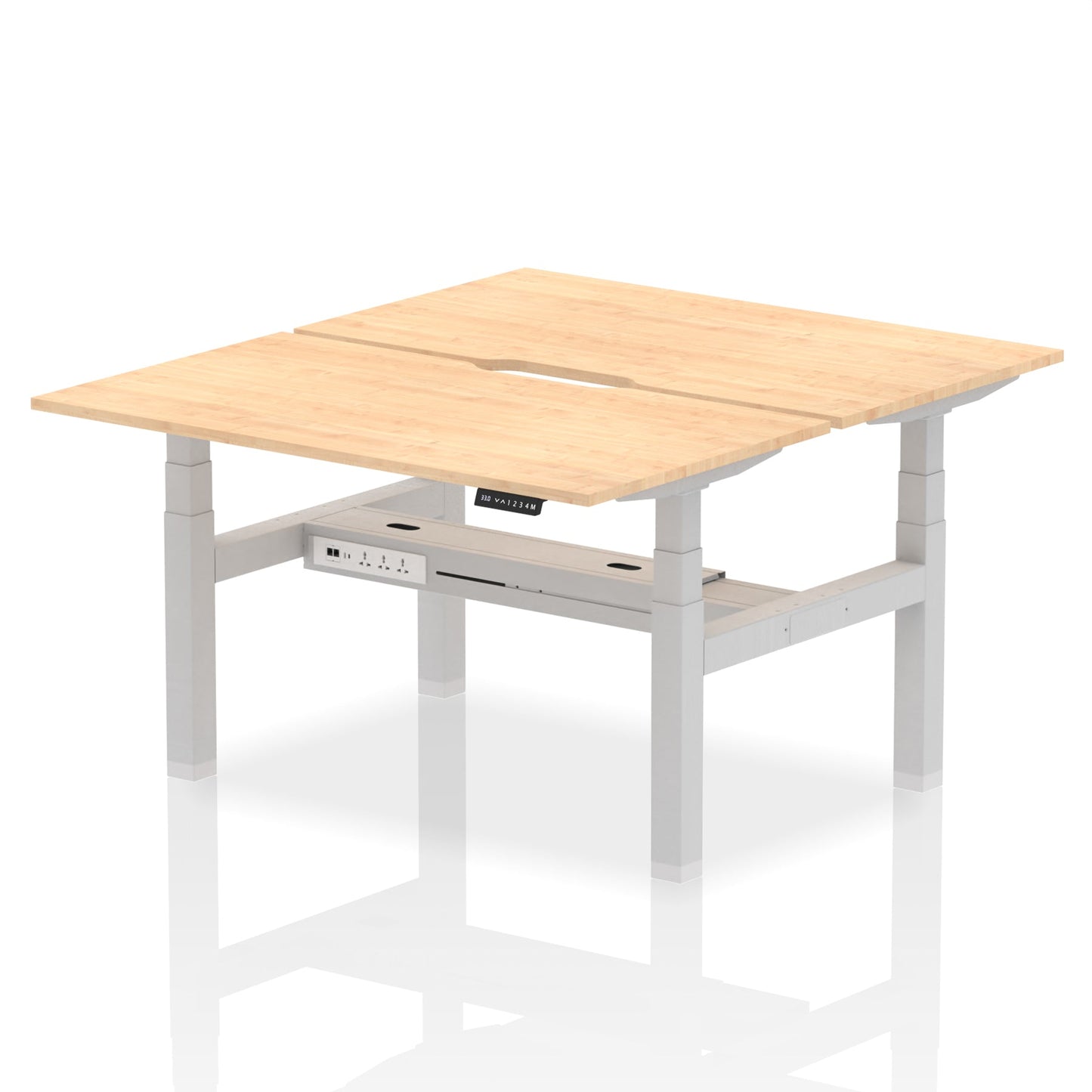 Air Back-to-Back Scalloped Edge Height Adjustable Bench Desk - 2 Person - Ergometric