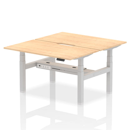 Air Back-to-Back Scalloped Edge Height Adjustable Bench Desk - 2 Person - Ergometric