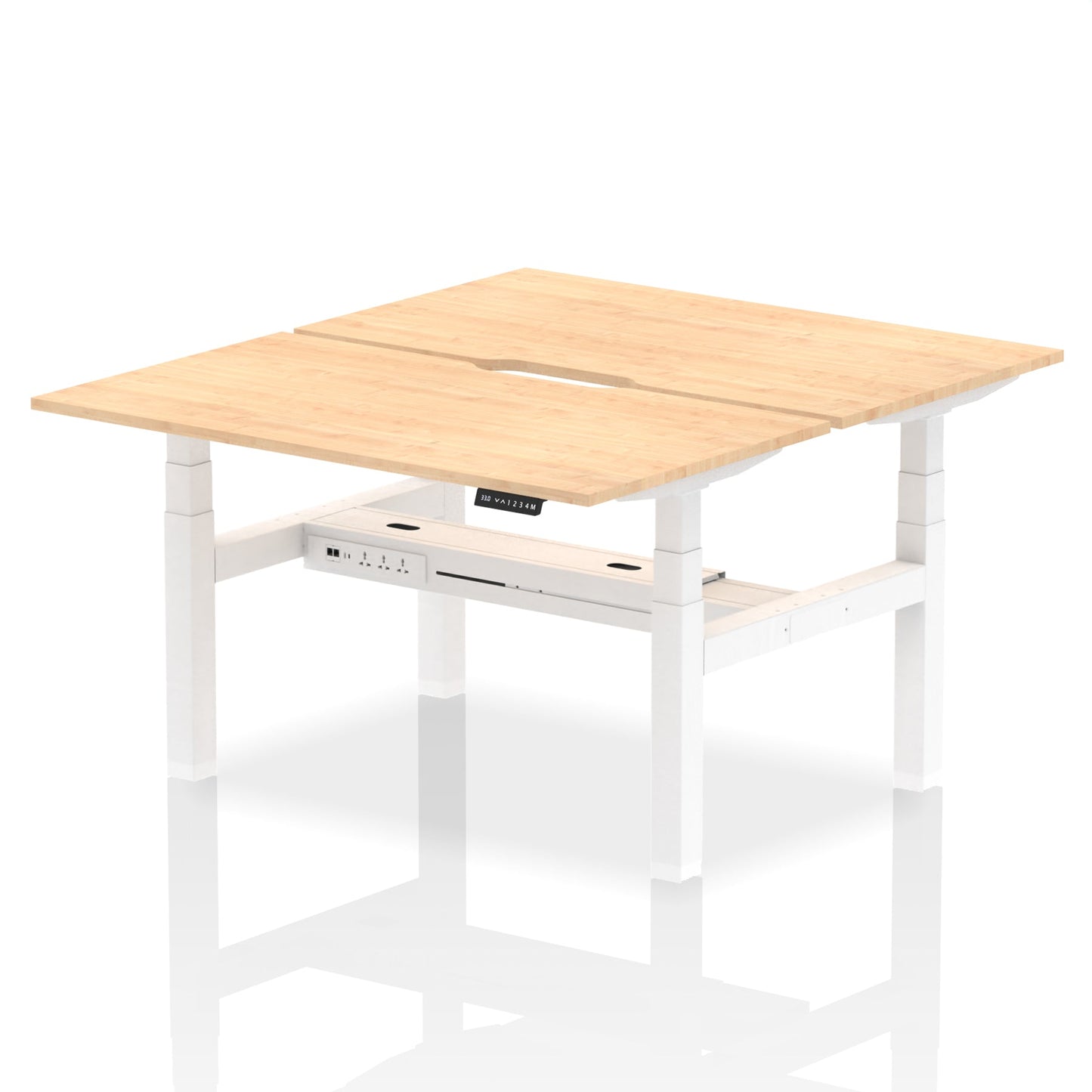 Air Back-to-Back Scalloped Edge Height Adjustable Bench Desk - 2 Person - Ergometric