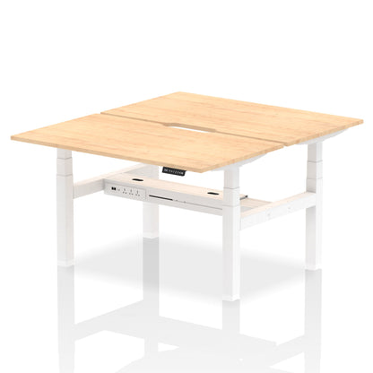 Air Back-to-Back Scalloped Edge Height Adjustable Bench Desk - 2 Person - Ergometric