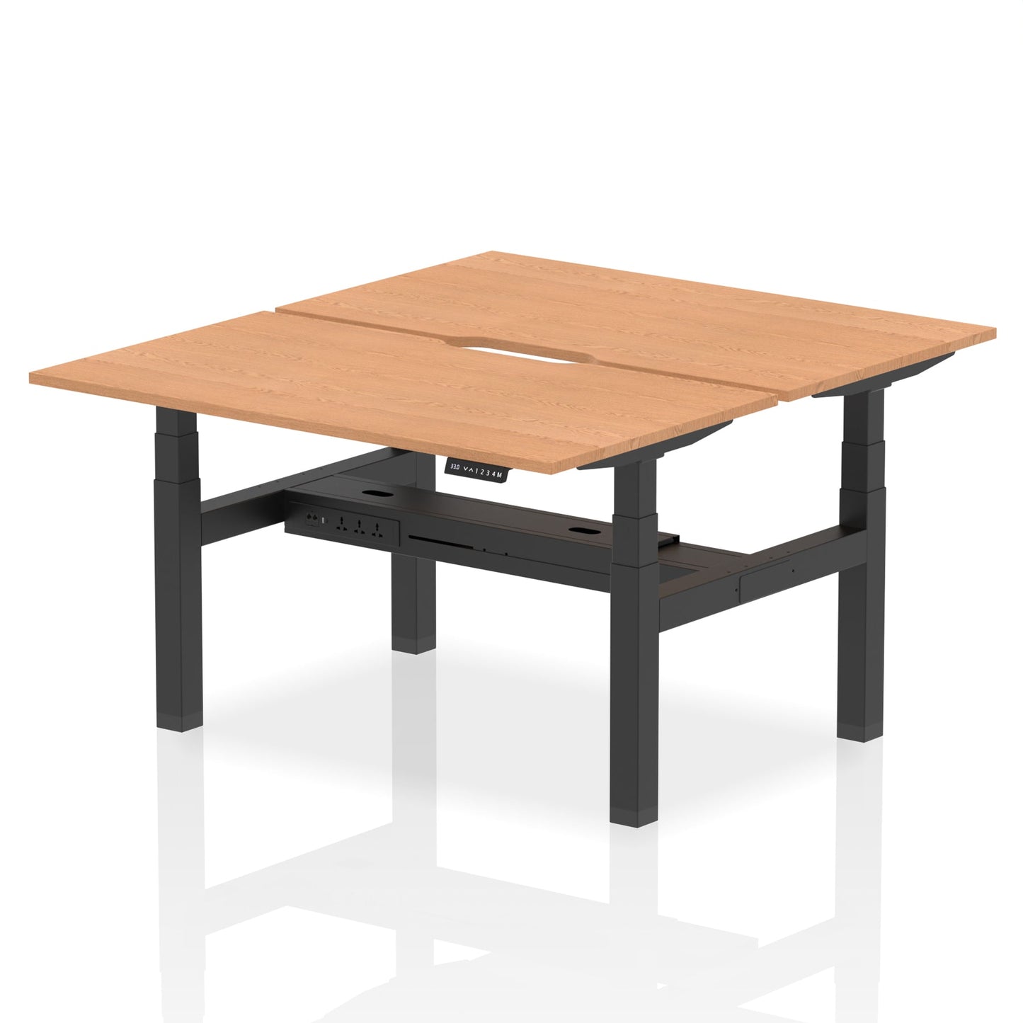 Air Back-to-Back Scalloped Edge Height Adjustable Bench Desk - 2 Person - Ergometric