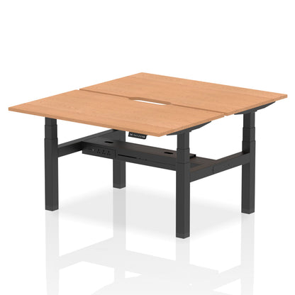 Air Back-to-Back Scalloped Edge Height Adjustable Bench Desk - 2 Person - Ergometric