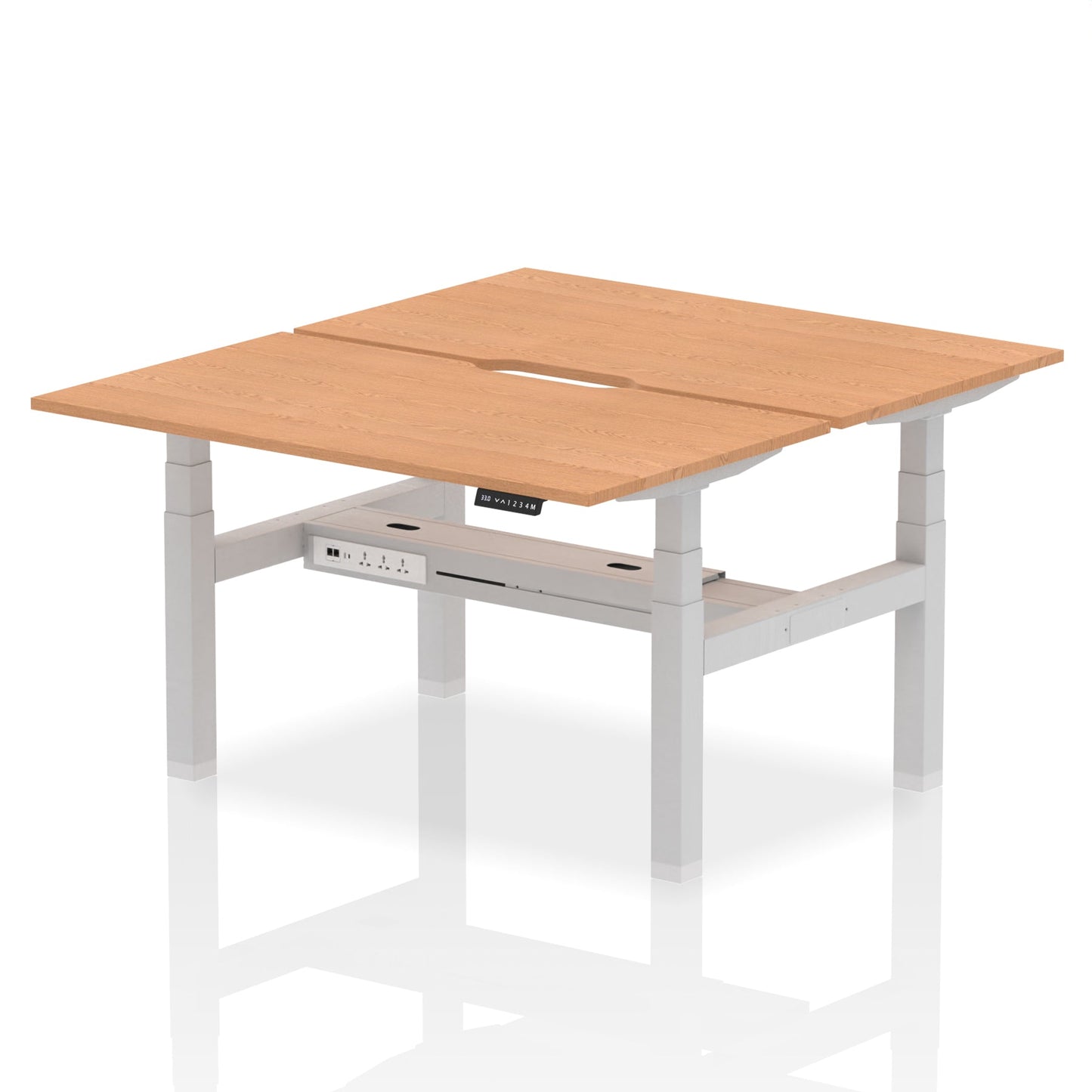 Air Back-to-Back Scalloped Edge Height Adjustable Bench Desk - 2 Person - Ergometric