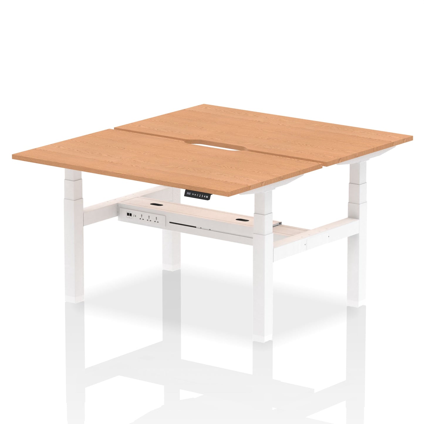 Air Back-to-Back Scalloped Edge Height Adjustable Bench Desk - 2 Person - Ergometric