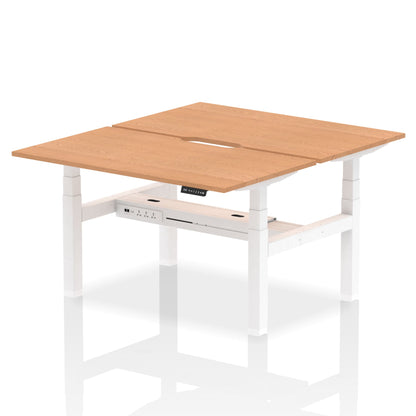 Air Back-to-Back Scalloped Edge Height Adjustable Bench Desk - 2 Person - Ergometric