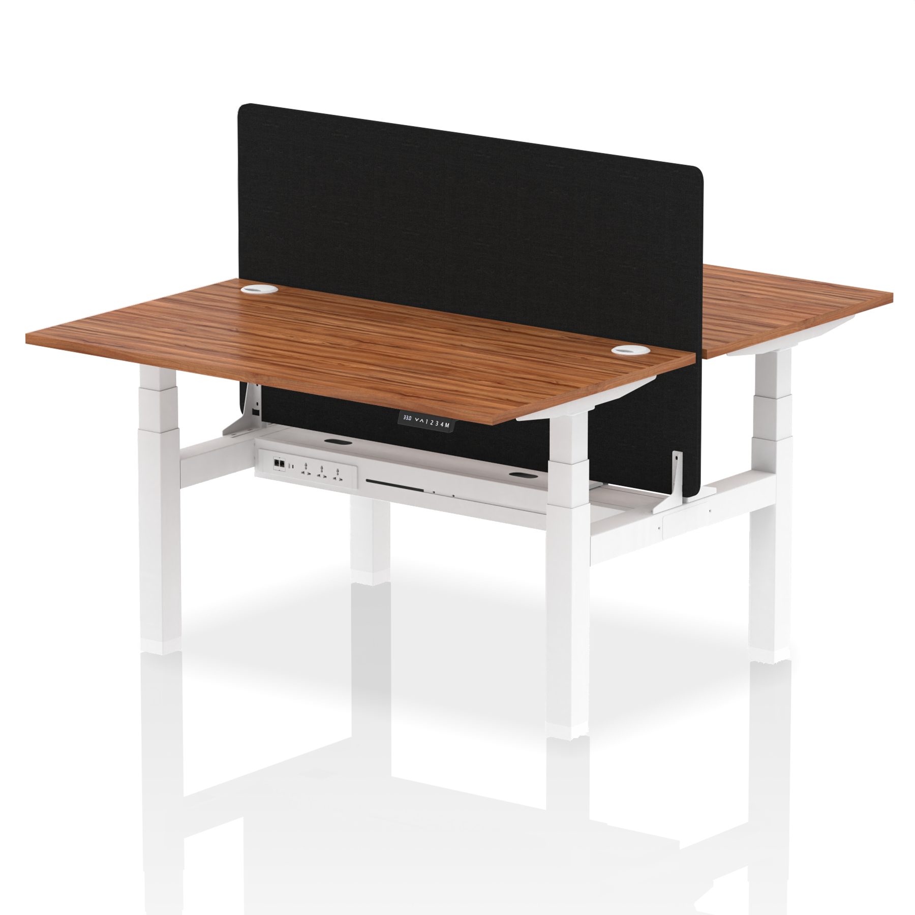 Air Back-to-Back Height Adjustable Bench Desk - 2 Person with Black Straight Screen - Ergometric