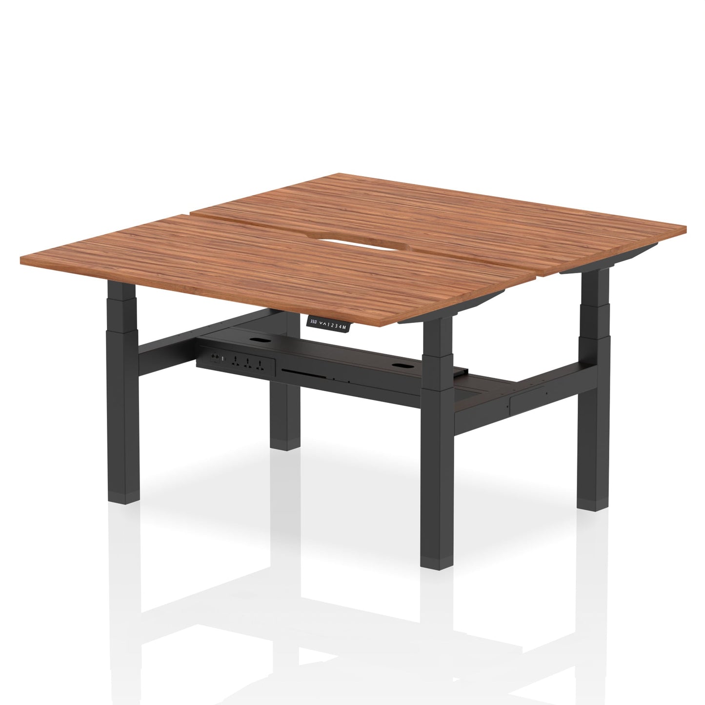 Air Back-to-Back Scalloped Edge Height Adjustable Bench Desk - 2 Person - Ergometric