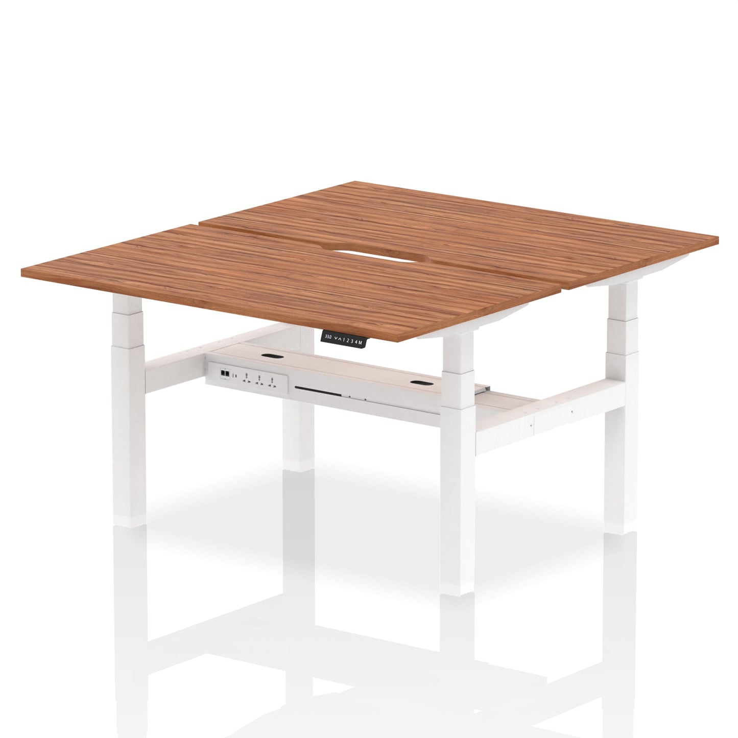 Air Back-to-Back Scalloped Edge Height Adjustable Bench Desk - 2 Person - Ergometric
